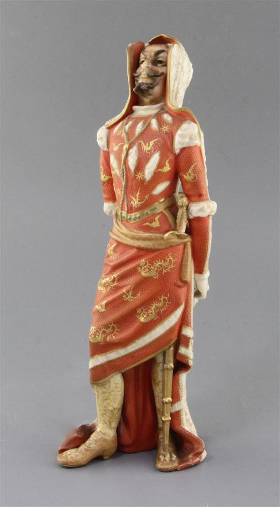 A Doulton Burslem vellum Mephistopheles and Marguerite double sided figure, h. 31cm, some restoration